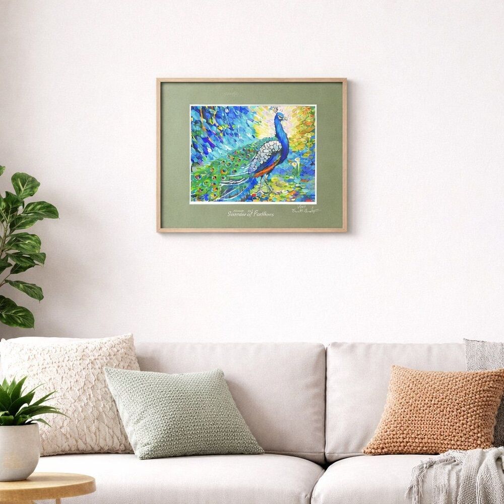 Garden of Feathers Peacock Art Print 8x10 Matted 11x14 limited edition